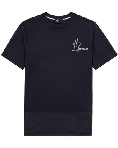 3 MONCLER GRENOBLE Day-Namic Logo Cotton T-Shirt - Blue
