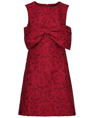 Sister Jane Tate Rose Floral-jacquard Cloqué Mini Dress - Red