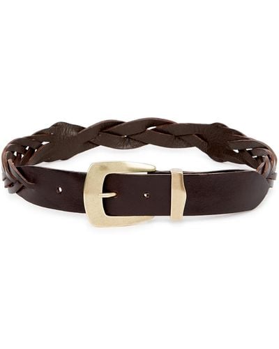 KATE CATE Exagon Black Leather Belt - Brown