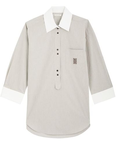 By Malene Birger Maye Logo-Embroidered Striped Cotton Shirt - White