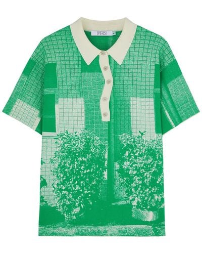 Ph5 Sylvie Intarsia Stretch-Knit Polo Shirt - Green