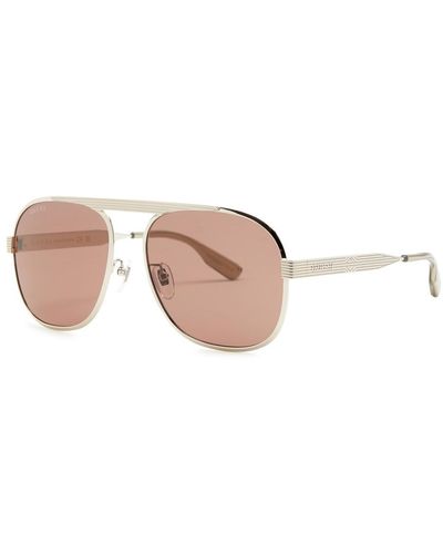 Gucci Aviator-style Metal Sunglasses - Pink