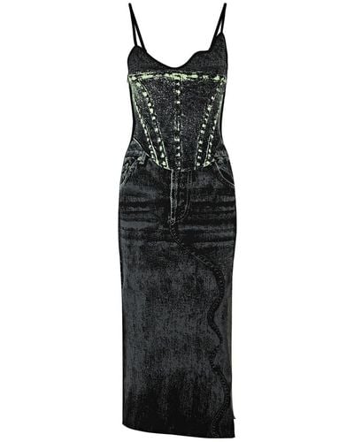 Ph5 Jasmine Intarsia Stretch-knit Midi Dress - Black