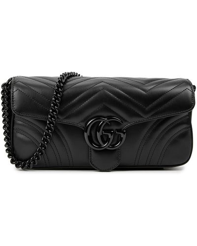 Kate Spade Gucci gg Marmont Leather Shoulder Bag, Bag, Black, Chain Strap - Metallic