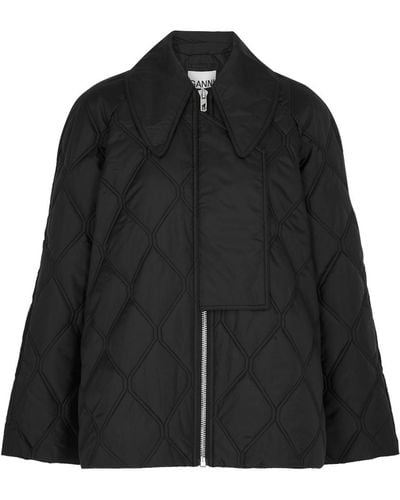 Ganni Quilted Ripstop Shell Jacket - Black