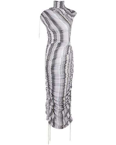 Missoni Zigzag-intarsia Metallic Fine-knit Maxi Dress - White