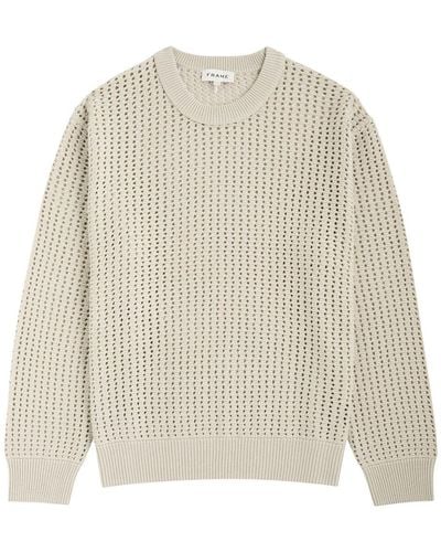 FRAME Open-Knit Wool-Blend Sweater - White