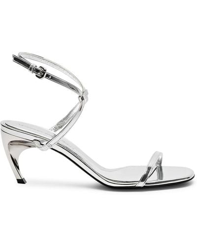Alexander McQueen Armadillo 70 Metallic Leather Sandals - White