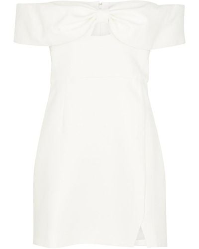 Self-Portrait Bow Off-The-Shoulder Mini Dress - White