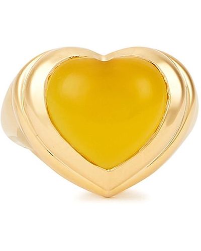 Missoma Jelly Heart Gemstone 18Kt-Plated Ring - Yellow