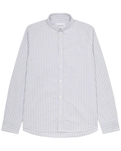 Les Deux Kristian Striped Stretch-cotton Oxford Shirt - White