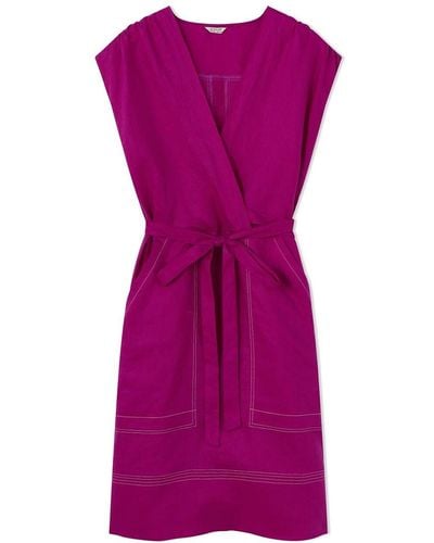 Jigsaw Linen Short Wrap Dress - Purple