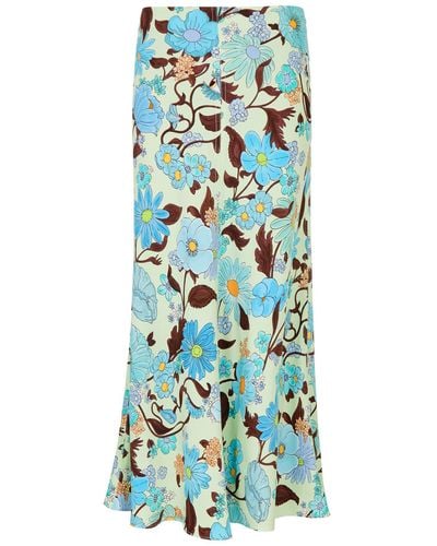 Stella McCartney Floral-print Cady Midi Skirt - Blue