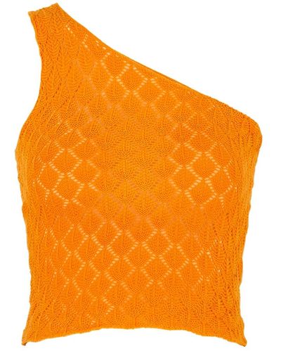 GIMAGUAS Isola One-shoulder Crochet-knit Top - Orange