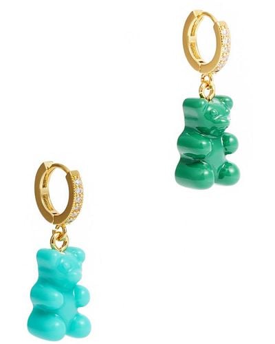 Crystal Haze Jewelry Nostalgia Bear 18kt Gold-plated Hoop Earrings - Blue