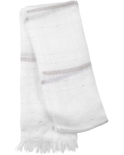 Eileen Fisher Striped Linen-blend Scarf - White