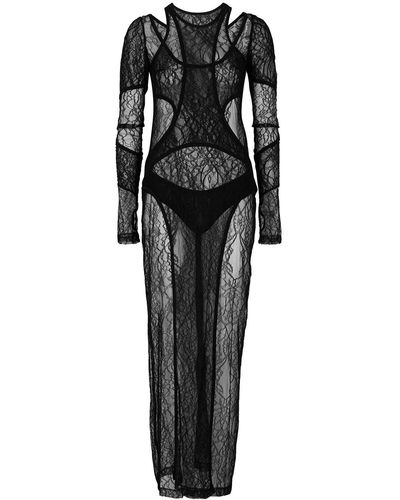 Dion Lee Composite Cut-out Lace Dress - Black