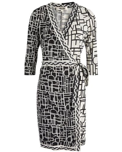 Diane von Furstenberg Hera Printed Jersey Wrap Dress - Black
