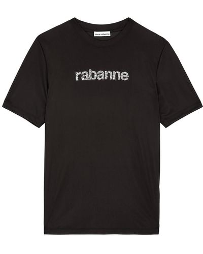Rabanne Logo-Embellished Satin-Jersey T-Shirt - Black