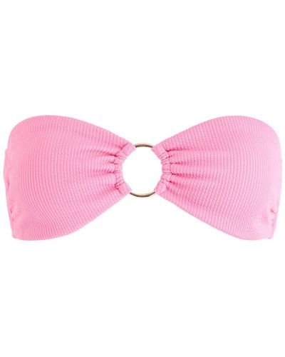 Melissa Odabash Melbourne Ribbed Bandeau Bikini Top - Pink