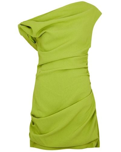 Paris Georgia Basics Remmy One-shoulder Draped Mini Dress - Green