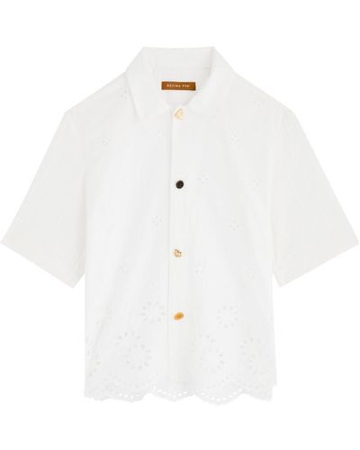 Rejina Pyo Marty Broderie Anglaise Cotton Shirt - White