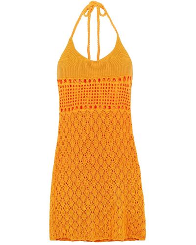 GIMAGUAS Pachanka Crochet-knit Mini Dress - Orange