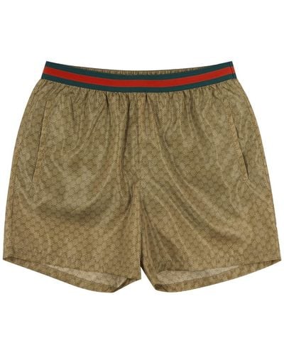 Gucci Gg Supreme Monogrammed Shell Swim Shorts - Green