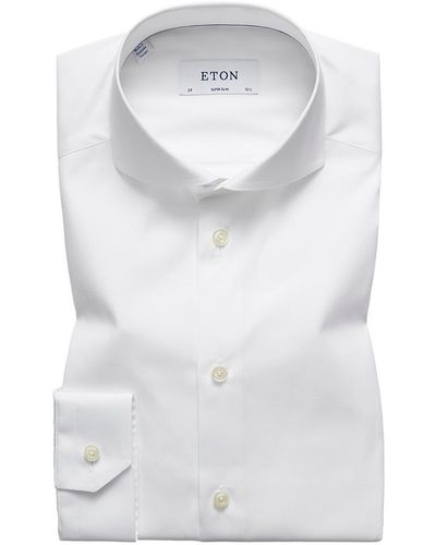 Eton White Plain Poplin Shirt - Super Slim Fit