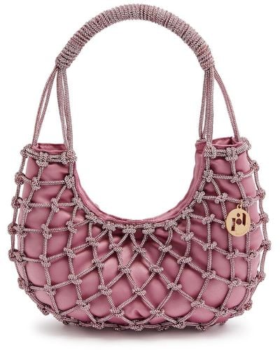 Rosantica Nodi Crystal-embellished Satin Shoulder Bag - Pink