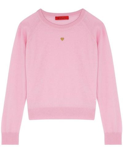 MAX&Co. Kids Heart-Embroidered Wool Jumper - Pink