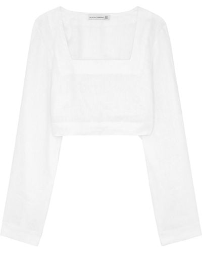 Faithfull The Brand Eilish Cropped Linen Top - White