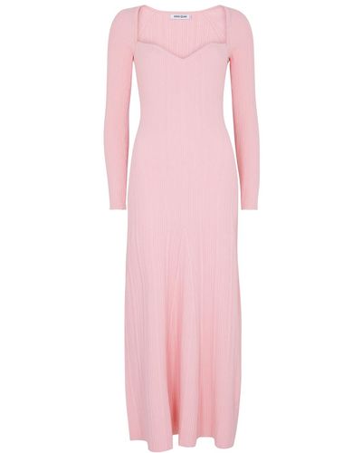 Anna Quan Charlie Pink Ribbed Cotton-blend Maxi Dress