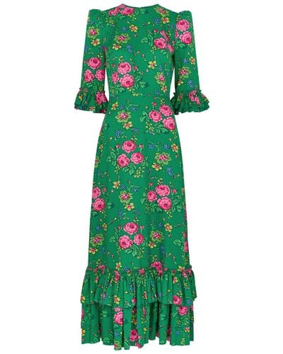 The Vampire's Wife No Place Like Home Printed Cotton Midi Dress - Green