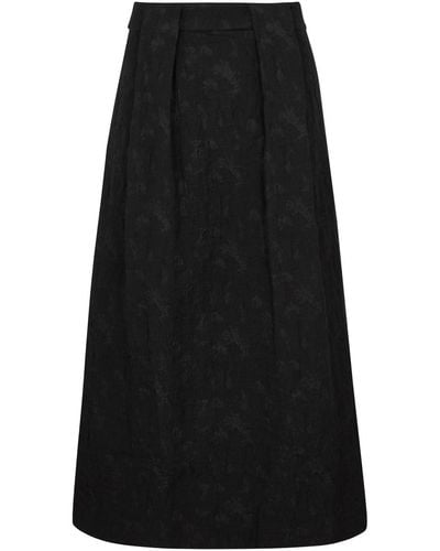 Foemina Jean Floral-Jacquard Maxi Skirt - Black