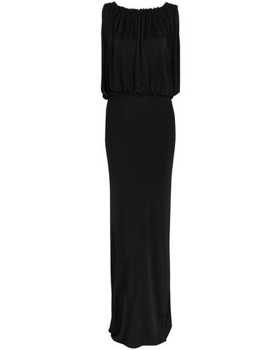 Saint Laurent Ruched Jersey Gown - Black