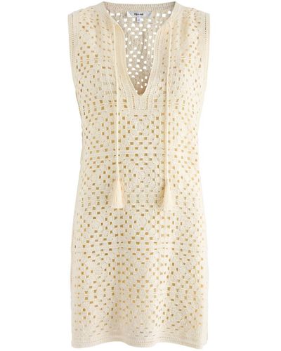 FRAME Crochet Tasseled Mini Dress - Natural