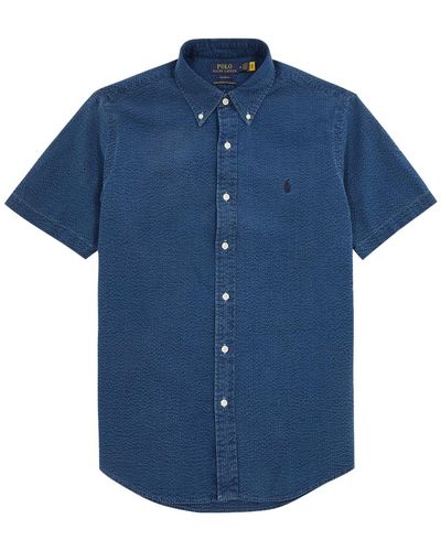 Polo Ralph Lauren Logo-Embroidered Seersucker Shirt - Blue