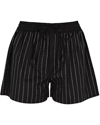 GIUSEPPE DI MORABITO Striped Crystal-embellished Stretch-cotton Shorts - Black