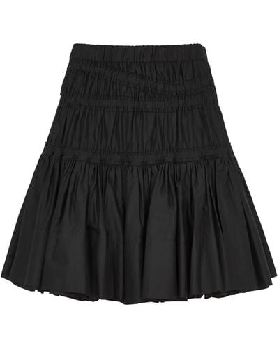 Merlette Jardin Smocked Cotton Mini Skirt - Black