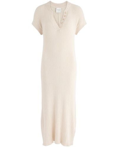 Varley Aria Ribbed-Knit Midi Dress - White
