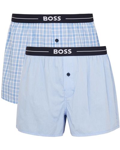 BOSS Cotton Boxer Shorts - Blue