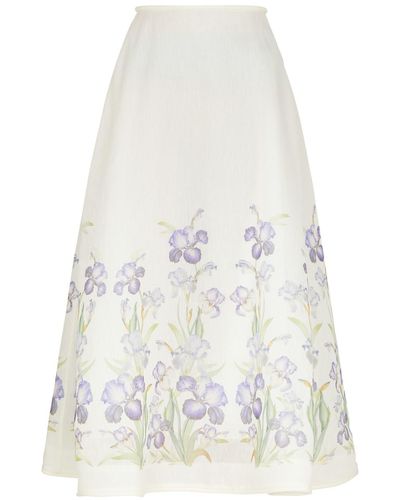 Zimmermann Natura Floral-Print Organza Maxi Skirt - White