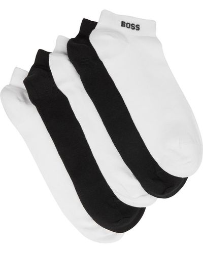 BOSS Logo-intarsia Cotton-blend Socks - White