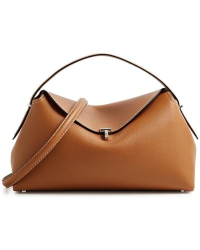 Totême Totême T-lock Leather Top Handle Bag - Brown