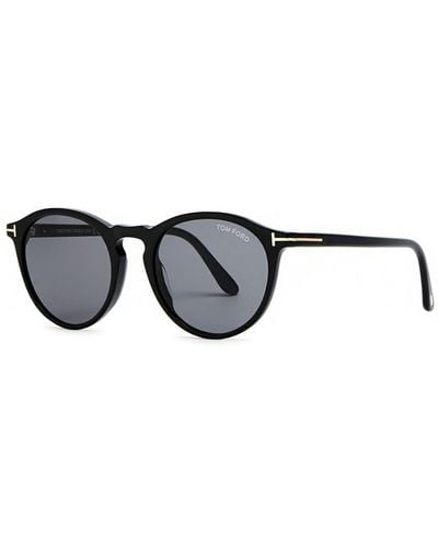 Tom Ford Aurele Round-Frame Sunglasses - Black