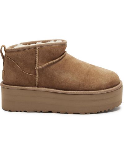 UGG Classic Ultra Mini Suede Flatform Boots , Boots - Brown