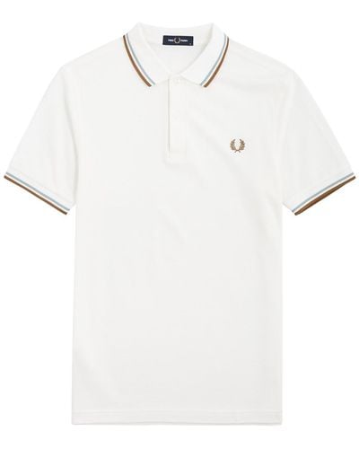 Fred Perry Logo-Embroidered Piqué Cotton Polo Shirt - White