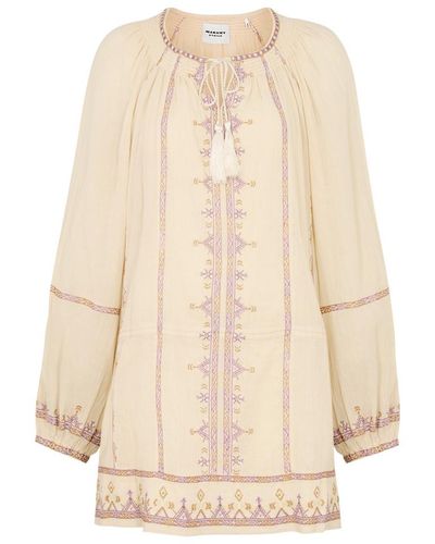 Isabel Marant Parsley Embroidered Cotton-Voile Mini Dress - Natural