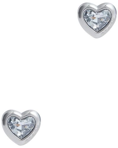COACH Crystal-embellished Heart Stud Earrings - White
